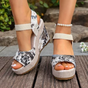 Summer Round Toe Color-block Sexy Comfortable Non-slip Casual Wedge Sandals Fashion New Buckle Sandals for Women - Image 4