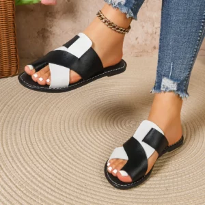2026 New Ladies' Flat Sandals, Color Blocked Toe Sandals, Casual Summer Outdoor Sandals - Image 2
