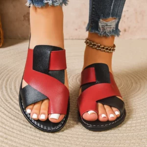 2026 New Ladies' Flat Sandals, Color Blocked Toe Sandals, Casual Summer Outdoor Sandals - Image 3