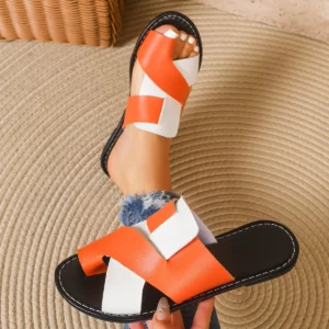 2026 New Ladies' Flat Sandals, Color Blocked Toe Sandals, Casual Summer Outdoor Sandals - Image 6