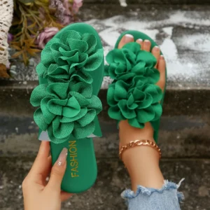 New flat clip sandals for women with bohemian style floral fashion, one line beach silppers - Image 8