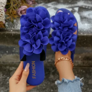 New flat clip sandals for women with bohemian style floral fashion, one line beach silppers - Image 6