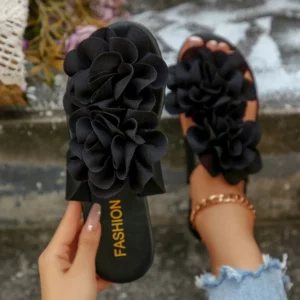 New flat clip sandals for women with bohemian style floral fashion, one line beach silppers - Image 4