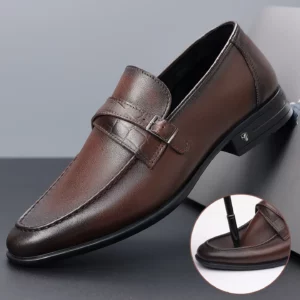 2026 Four Season Men's High Quality Fashion Leather Shoes Top Layer Cowhide Formal Business Casual Rubber Sole Non-slipeasea - Image 4