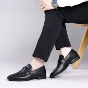 2026 Four Season Men's High Quality Fashion Leather Shoes Top Layer Cowhide Formal Business Casual Rubber Sole Non-slipeasea - Image 5