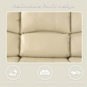 Bonded Leather Living Room Furniture Set Reclining Sofa Set Loveseat Furniture Sets in Living Room Sofa Recliners (3 Pieces, Beige) - Image 7