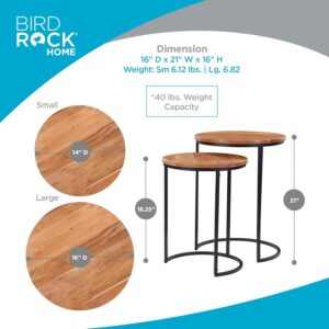 BIRDROCK HOME Wooden Nesting Side Tables - Mid Century Modern Stackable Coffee Table - Space-Saving Wooden End Table for Living Room, Bedroom, Centerpiece, Office, Balcony - Natural Mango Wood - 2 Set - Image 3