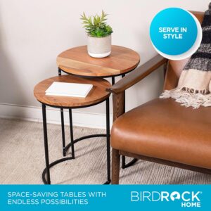 BIRDROCK HOME Wooden Nesting Side Tables - Mid Century Modern Stackable Coffee Table - Space-Saving Wooden End Table for Living Room, Bedroom, Centerpiece, Office, Balcony - Natural Mango Wood - 2 Set - Image 6