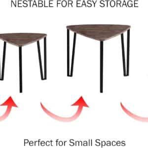 Lavish Home Nesting Tables - Set of 3 Modern Woodgrain-Look Coffee Tables for Living Room - Contemporary Accent Decor Home Furniture (Brown) - Image 3