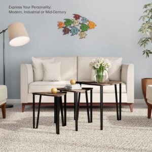 Lavish Home Nesting Tables - Set of 3 Modern Woodgrain-Look Coffee Tables for Living Room - Contemporary Accent Decor Home Furniture (Brown) - Image 4