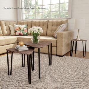 Lavish Home Nesting Tables - Set of 3 Modern Woodgrain-Look Coffee Tables for Living Room - Contemporary Accent Decor Home Furniture (Brown) - Image 6