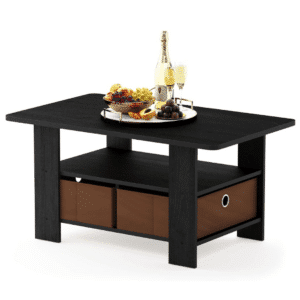 Furinno Andrey Coffee Table with Bin Drawer, Americano/Medium Brown, Small Non-Lift Top - Image 1