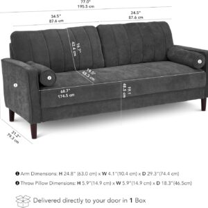 Bush Home 77-inch Sofa, Living Room Furniture, Max Collection, Iron Gray Chenille Fabric - Image 2