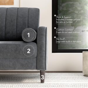 Bush Home 77-inch Sofa, Living Room Furniture, Max Collection, Iron Gray Chenille Fabric - Image 5