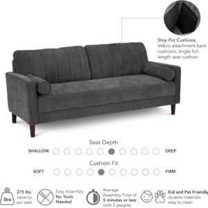 Bush Home 77-inch Sofa, Living Room Furniture, Max Collection, Iron Gray Chenille Fabric - Image 6