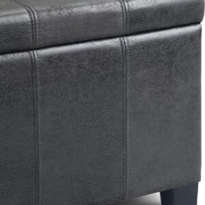 SIMPLIHOME Dover Storage Ottoman Bench - 36 inch Wide Upholstered Vegan Leather Rectangular Lift-Top Ottoman in Distressed Black, Contemporary Bench for Living Room with Safety Hinges - Image 5
