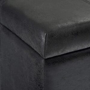 SIMPLIHOME Dover Storage Ottoman Bench - 36 inch Wide Upholstered Vegan Leather Rectangular Lift-Top Ottoman in Distressed Black, Contemporary Bench for Living Room with Safety Hinges - Image 8