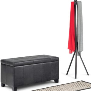 SIMPLIHOME Dover Storage Ottoman Bench - 36 inch Wide Upholstered Vegan Leather Rectangular Lift-Top Ottoman in Distressed Black, Contemporary Bench for Living Room with Safety Hinges - Image 10