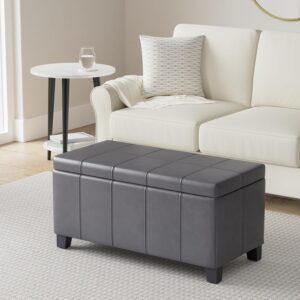 SIMPLIHOME Dover Storage Ottoman Bench - 36 inch Wide Upholstered Vegan Leather Rectangular Lift-Top Ottoman in Distressed Black, Contemporary Bench for Living Room with Safety Hinges - Image 12