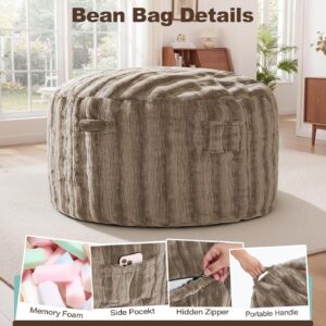 4FT Bean Bag Chairs Giant Bean Bag Chair Cover with Wave Pattern Fur Washable Bean Bag Chairs for Adults Filled with Memory Foam for Bedroom Living Room (Brown, 4FT- 44" x 44" x 24") - Image 3