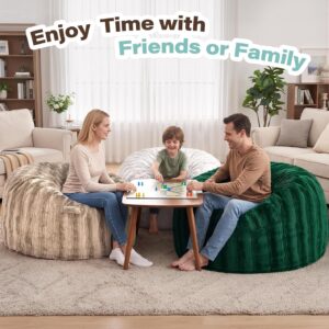 4FT Bean Bag Chairs Giant Bean Bag Chair Cover with Wave Pattern Fur Washable Bean Bag Chairs for Adults Filled with Memory Foam for Bedroom Living Room (Brown, 4FT- 44" x 44" x 24") - Image 4