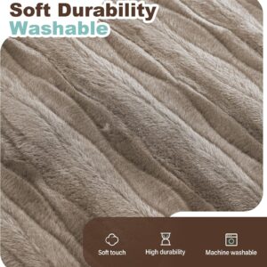 4FT Bean Bag Chairs Giant Bean Bag Chair Cover with Wave Pattern Fur Washable Bean Bag Chairs for Adults Filled with Memory Foam for Bedroom Living Room (Brown, 4FT- 44" x 44" x 24") - Image 7