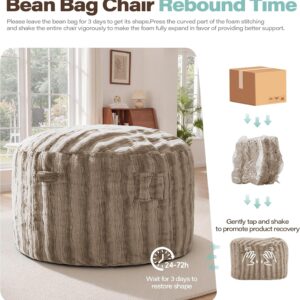 4FT Bean Bag Chairs Giant Bean Bag Chair Cover with Wave Pattern Fur Washable Bean Bag Chairs for Adults Filled with Memory Foam for Bedroom Living Room (Brown, 4FT- 44" x 44" x 24") - Image 8