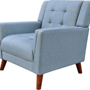 Christopher Knight Home Alisa Mid Century Modern Fabric Arm Chair, Blue and Walnut - Image 4