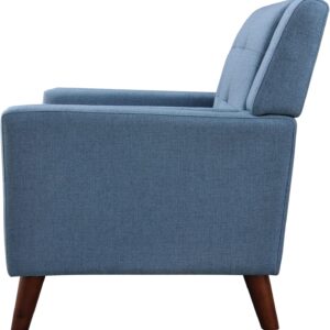 Christopher Knight Home Alisa Mid Century Modern Fabric Arm Chair, Blue and Walnut - Image 6