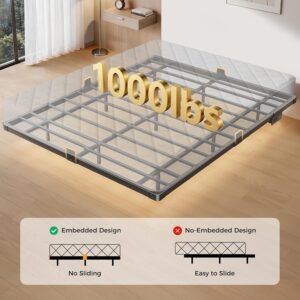 Floating Bed Frame Full Size with 4-Side Underbed RGB LED Lights & Charging Station, Modern Metal Platform Bed No Box Spring Needed, 10in Comfort Height, Sturdy 1000lbs Support for Bedroom - Image 8