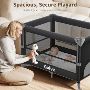 4 in 1 Baby Bassinet, One-Push Setup Pack and Play, Bedside Crib Sleeper with 3 Height Adjustable,Diaper Changer, Come with Comfy Mattress, Rotating Toy Bar, from Infants to Toddlers (Black) - Image 5