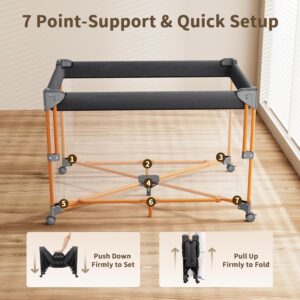 4 in 1 Baby Bassinet, One-Push Setup Pack and Play, Bedside Crib Sleeper with 3 Height Adjustable,Diaper Changer, Come with Comfy Mattress, Rotating Toy Bar, from Infants to Toddlers (Black) - Image 7