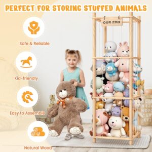 Woodure Stuffed Animal Storage & Organizer, Wooden Cute Zoo Toy Holder for Toddler Rooms, Playrooms & Bedrooms - Image 3