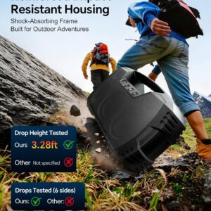 IPX7 Waterproof Outdoor Bluetooth Speaker, Wireless, 90W(Peak), 32H Playtime, Floating Design, Deep Bass & Loud Stereo Sound, Portable with Handle, Rugged for Pool, Beach, Kayaking, Hiking, Black - Image 2