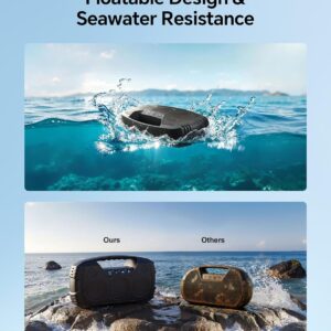 IPX7 Waterproof Outdoor Bluetooth Speaker, Wireless, 90W(Peak), 32H Playtime, Floating Design, Deep Bass & Loud Stereo Sound, Portable with Handle, Rugged for Pool, Beach, Kayaking, Hiking, Black - Image 6
