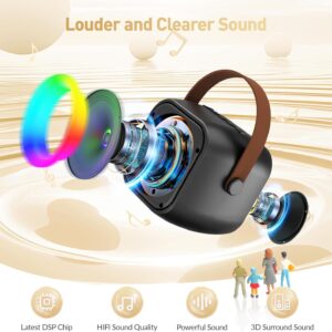 Mini Karaoke Machine, Portable Bluetooth Karaoke Speaker with 2 Wireless Microphones and Party Lights for Kids and Adults, Birthday Gifts for Girls Boys Family Home Party - Image 2