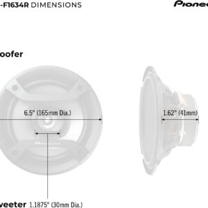 Pioneer F-Series TS-F1634R 6.5” 2-Way Speakers (Pair) – 200W Max, Balanced Sound + Smooth Treble, Great Stock Replacement, High-Efficiency Speaker Designed for OEM Power - Image 6