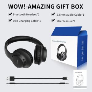 KVIDIO Bluetooth Headphones Over Ear, 65 Hours Playtime Wireless Headphones with Microphone, Foldable Lightweight Headset with Deep Bass, HiFi Stereo Sound Low Latency for Travel Work Cellphone - Image 9