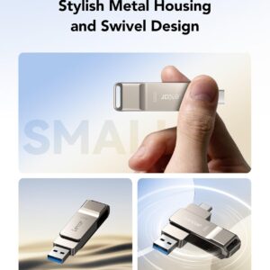 Lexar D40E 256GB Dual USB 3.2 Gen 1 Type-C Jump Drive, USB-C Flash Metal Housing Swivel Design Thumb Drive(Champagne Silver) - Image 5