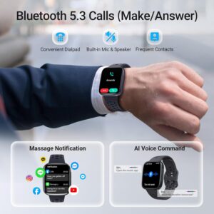 Smart Watches for Men Android iPhone (2 Bands), [1.85" AMOLED Screen] Smartwatch Fitness Tracker 3ATM Waterproof with Bluetooth Calls, AI Control, Heart Rate/SpO2/Sleep Monitor, 7 Days Battery - Image 4