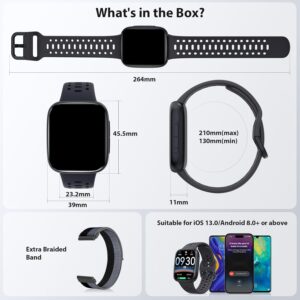 Smart Watches for Men Android iPhone (2 Bands), [1.85" AMOLED Screen] Smartwatch Fitness Tracker 3ATM Waterproof with Bluetooth Calls, AI Control, Heart Rate/SpO2/Sleep Monitor, 7 Days Battery - Image 6