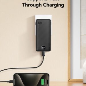 Portable Charger,Power Bank Built-in Cables and AC Wall Plug,VRURC USB C Portable Bank 10000mAh,Travel Essentials Phone Charger Compact Lightweight External Battery Pack for Smart Phones,Tablets-Black - Image 3
