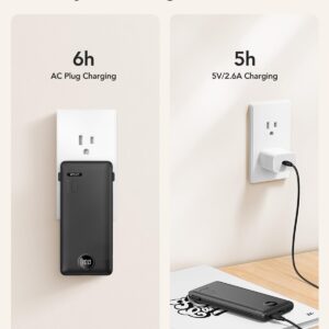 Portable Charger,Power Bank Built-in Cables and AC Wall Plug,VRURC USB C Portable Bank 10000mAh,Travel Essentials Phone Charger Compact Lightweight External Battery Pack for Smart Phones,Tablets-Black - Image 4