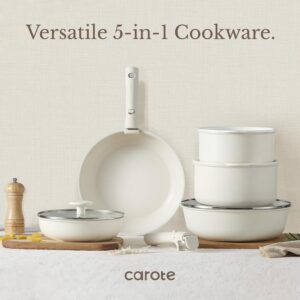 CAROTE 19pcs Pots and Pans Set, Nonstick Cookware Set Detachable Handle, Induction Kitchen Cookware Sets Non Stick with Removable Handle, RV Cookware Set, Oven Safe - Image 3