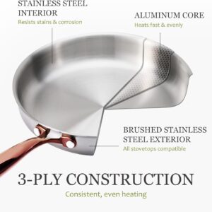 CAROTE 21pcs Tri-Ply Stainless Steel Cookware Set, Pots and Pans Set, Non Toxic Induction Kitchen Cooking Sets, Cookware Collection, Mirror Polish, Gold - Image 4