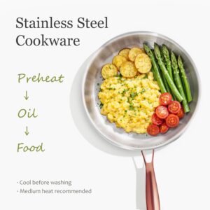 CAROTE 21pcs Tri-Ply Stainless Steel Cookware Set, Pots and Pans Set, Non Toxic Induction Kitchen Cooking Sets, Cookware Collection, Mirror Polish, Gold - Image 5