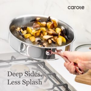 CAROTE 21pcs Tri-Ply Stainless Steel Cookware Set, Pots and Pans Set, Non Toxic Induction Kitchen Cooking Sets, Cookware Collection, Mirror Polish, Gold - Image 6