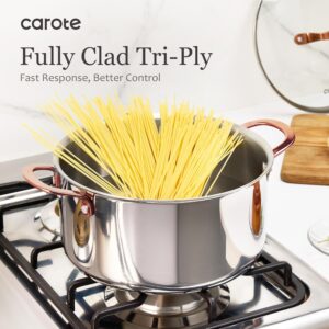 CAROTE 21pcs Tri-Ply Stainless Steel Cookware Set, Pots and Pans Set, Non Toxic Induction Kitchen Cooking Sets, Cookware Collection, Mirror Polish, Gold - Image 8