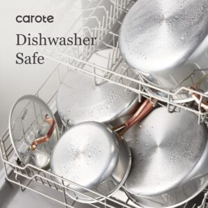 CAROTE 21pcs Tri-Ply Stainless Steel Cookware Set, Pots and Pans Set, Non Toxic Induction Kitchen Cooking Sets, Cookware Collection, Mirror Polish, Gold - Image 9