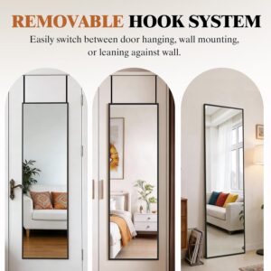 DUMOS 47"x14" Full Length Door Mirror, Full Body Mirror with Aluminum Alloy Thin Frame, Leaning or Hanging, Suitable for Bedroom, Livingroom, Cloakroom, Black - Image 4